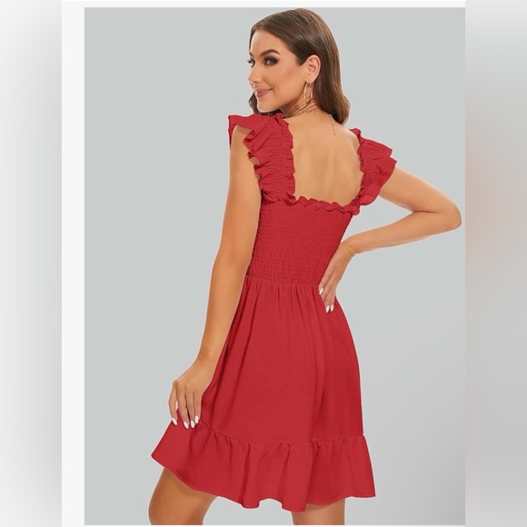 Amazon Red Ruffle Mini Dress - Picture 2 of 2